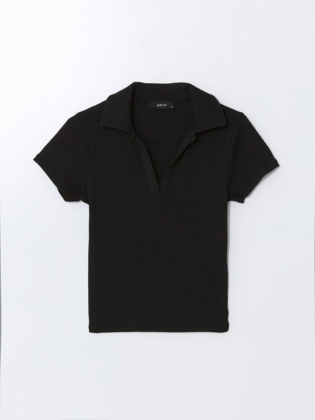 Polo Neck Textured Women'S T-Shirt -S5DN65Z8-CVL