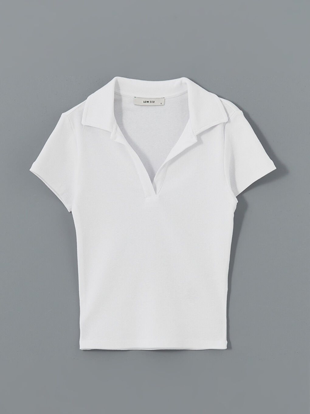Polo Neck Textured Women'S T-Shirt -S5DN65Z8-Q6K