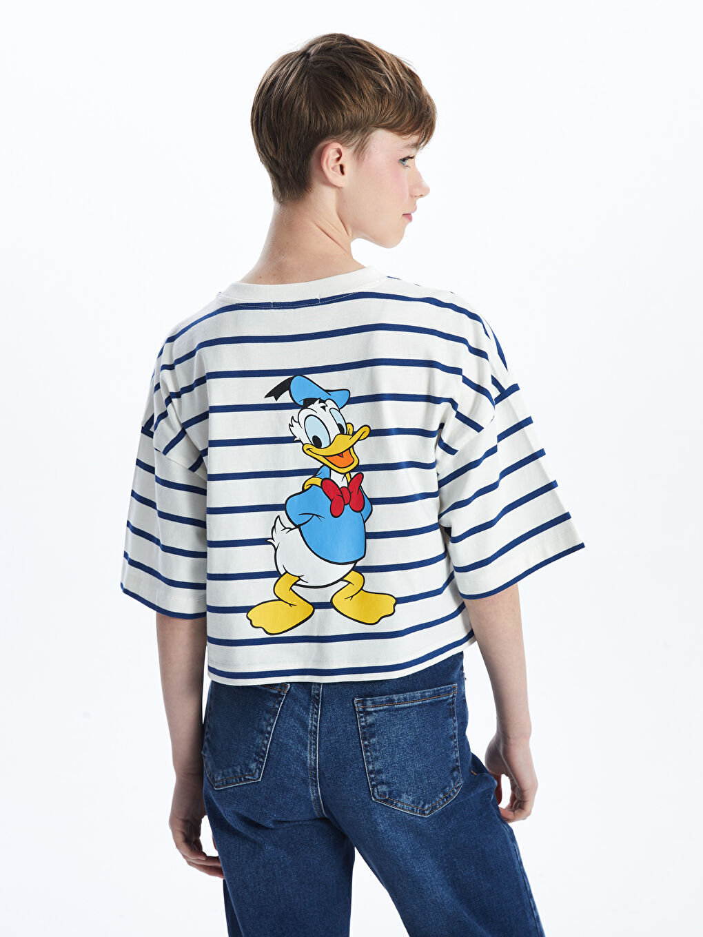 Crew Neck Donald Duck Printed Women's Crop Top -S5DO22Z8-LEN