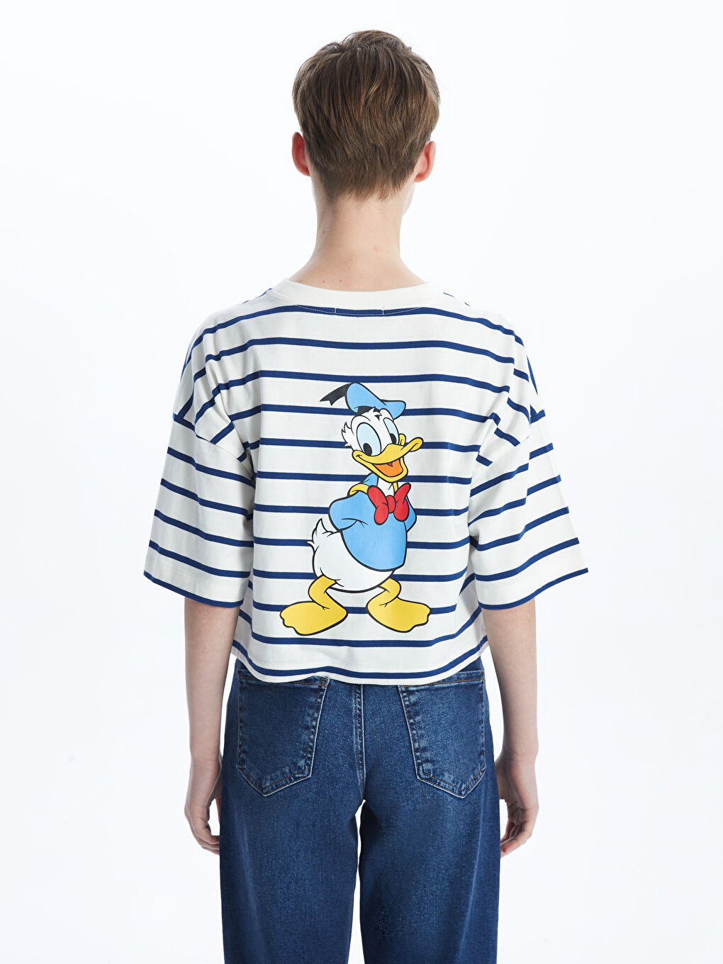 Crew Neck Donald Duck Printed Women's Crop Top -S5DO22Z8-LEN