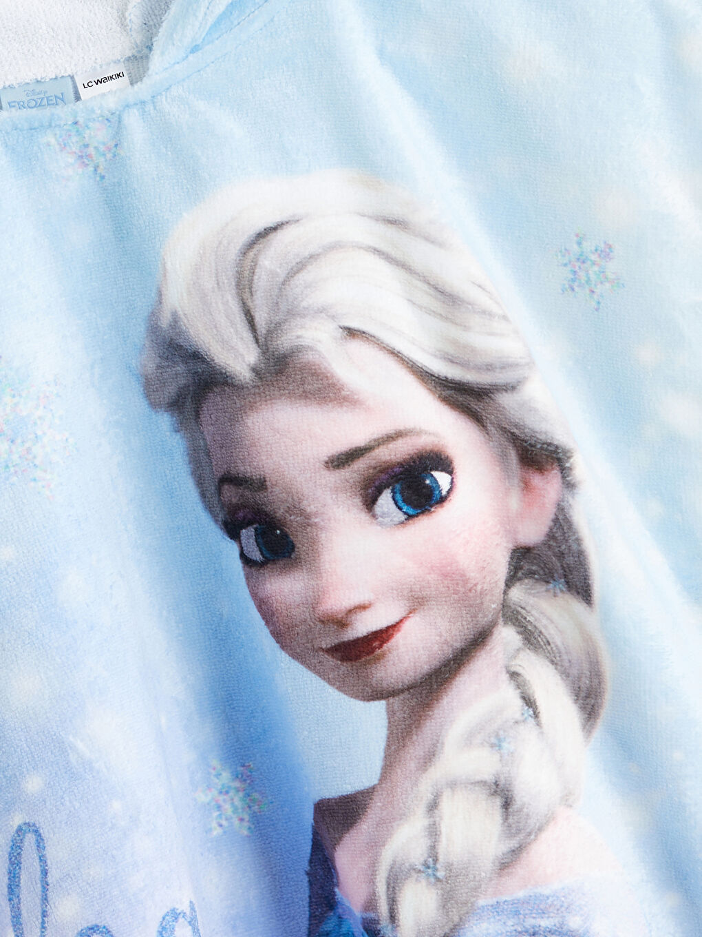 Mavi Elsa Baskılı Kız Bebek Plaj Havlusu-1