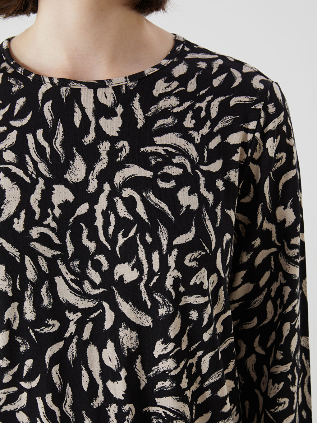 Crew Neck Patterned Women's T-Shirt -S5DO30Z8-LS6