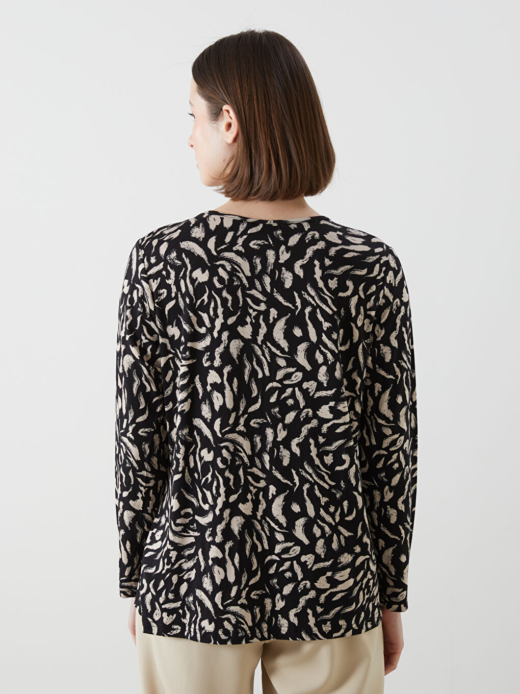 Crew Neck Patterned Women's T-Shirt -S5DO30Z8-LS6