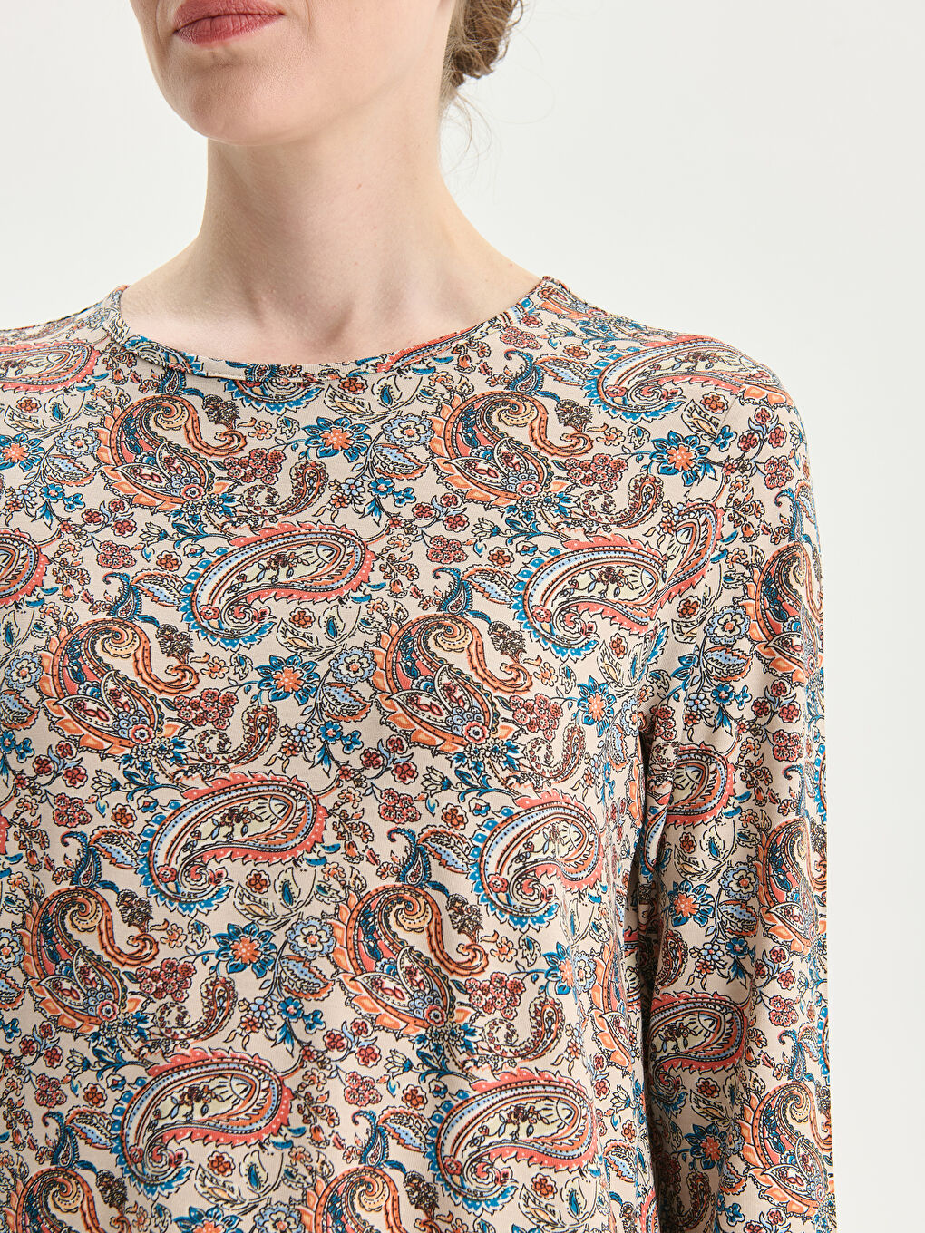 Crew Neck Patterned Women's T-Shirt-2