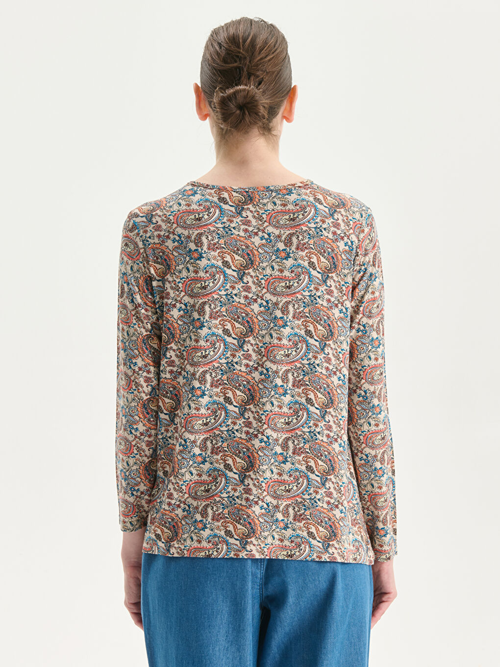 Crew Neck Patterned Women's T-Shirt-3