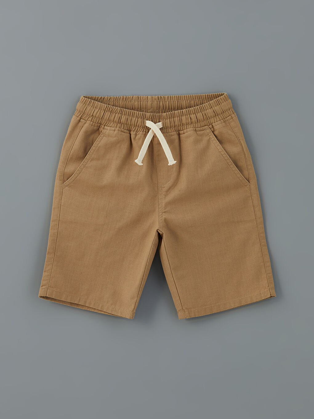 Bej Beli Lastikli Erkek Çocuk Şort