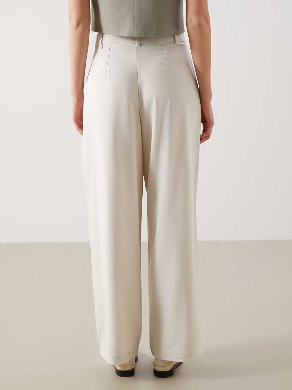 Loose Fit Linen Blend Women's Trousers -S5DO56Z8-R9J
