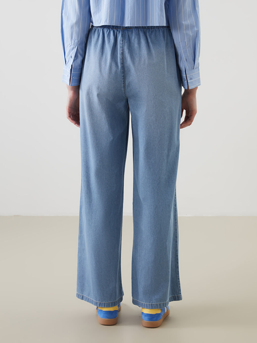Wideleg Women's Jeans With Elastic Waist -S5DO66Z8-J0G