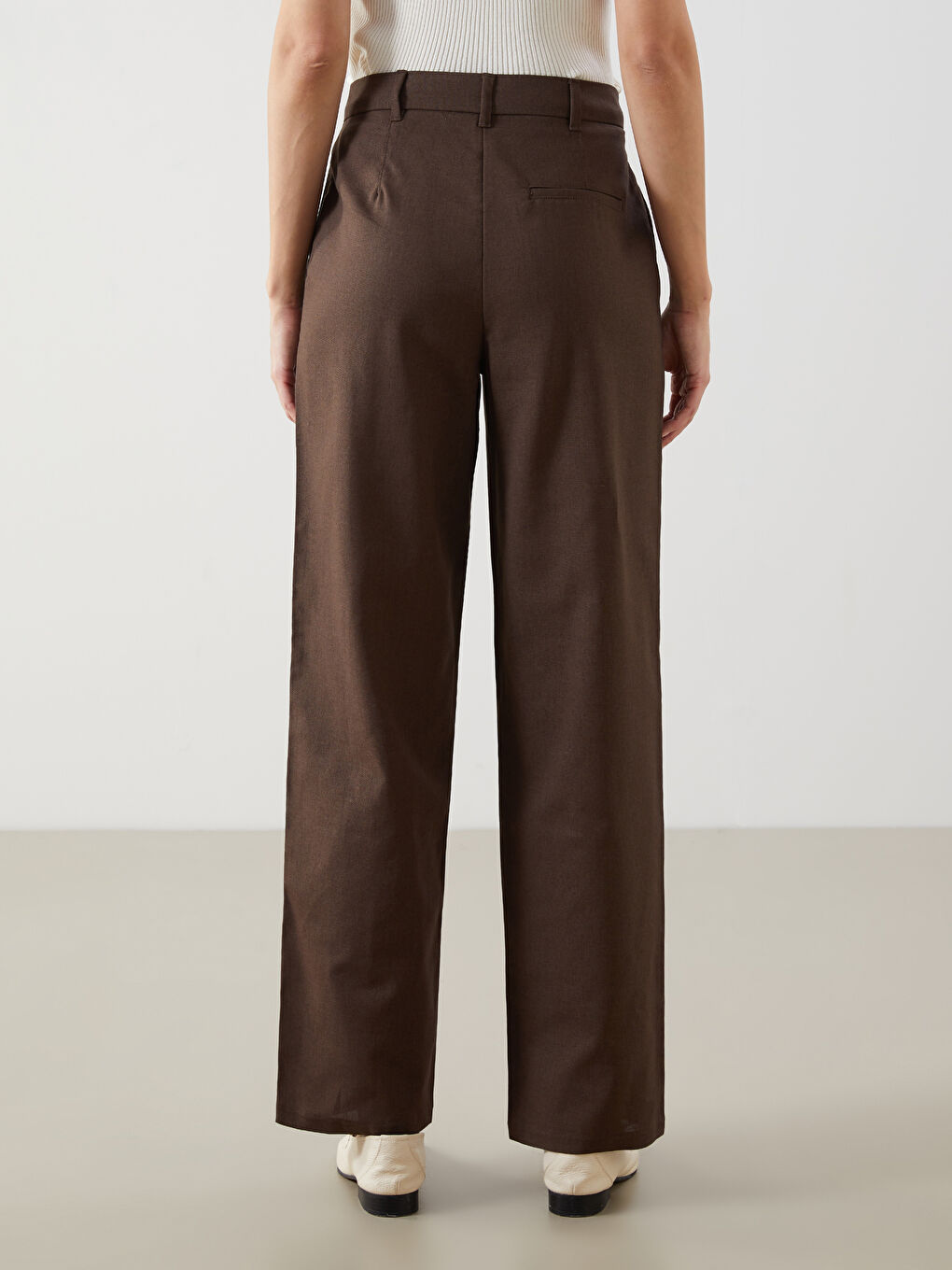 Standard Fit Linen Blend Women's Trousers -S5DO81Z8-D7V