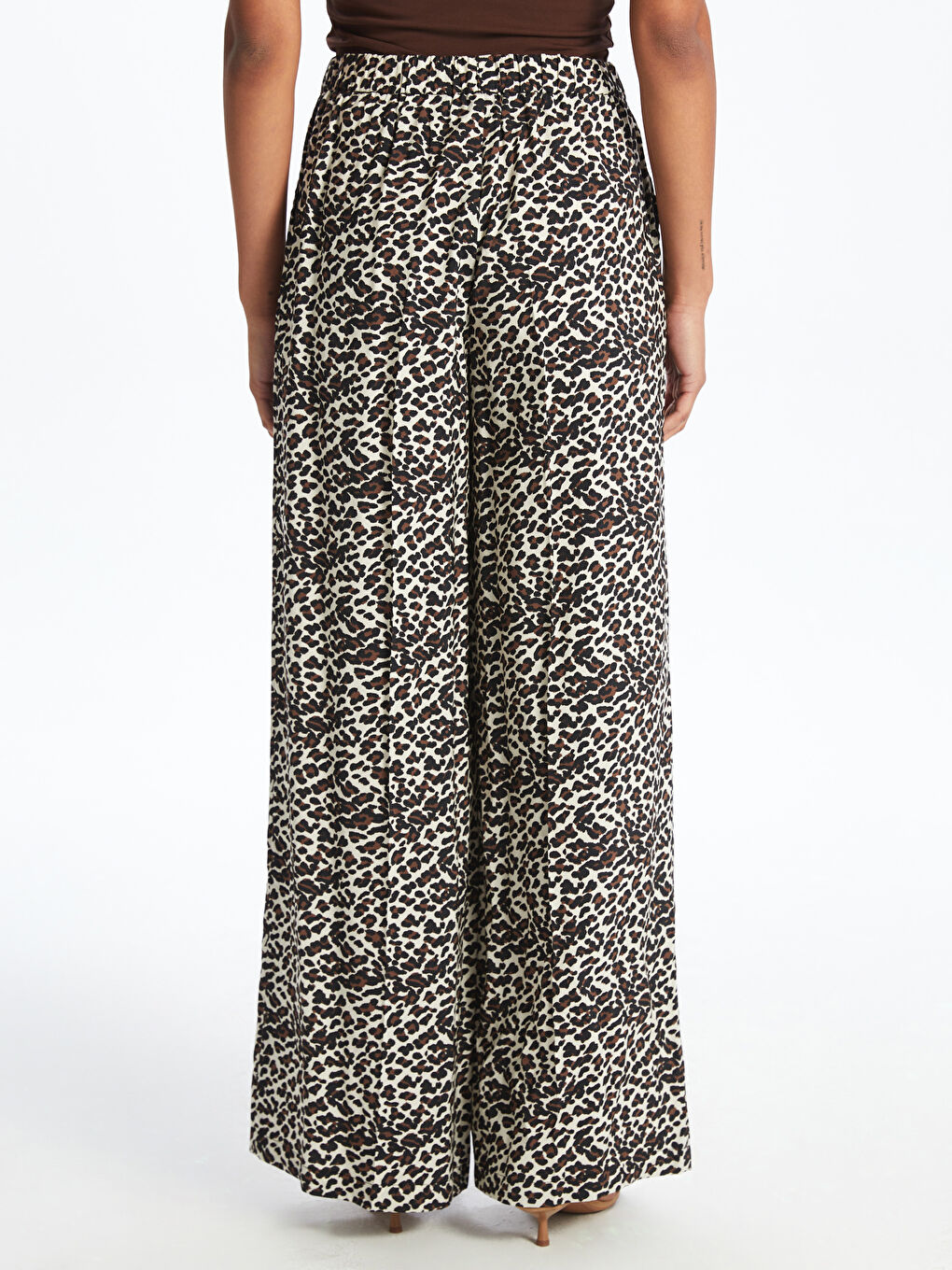 Leopard Print Wide Leg Pleated Women's Trousers -S5DO83Z8-LQY