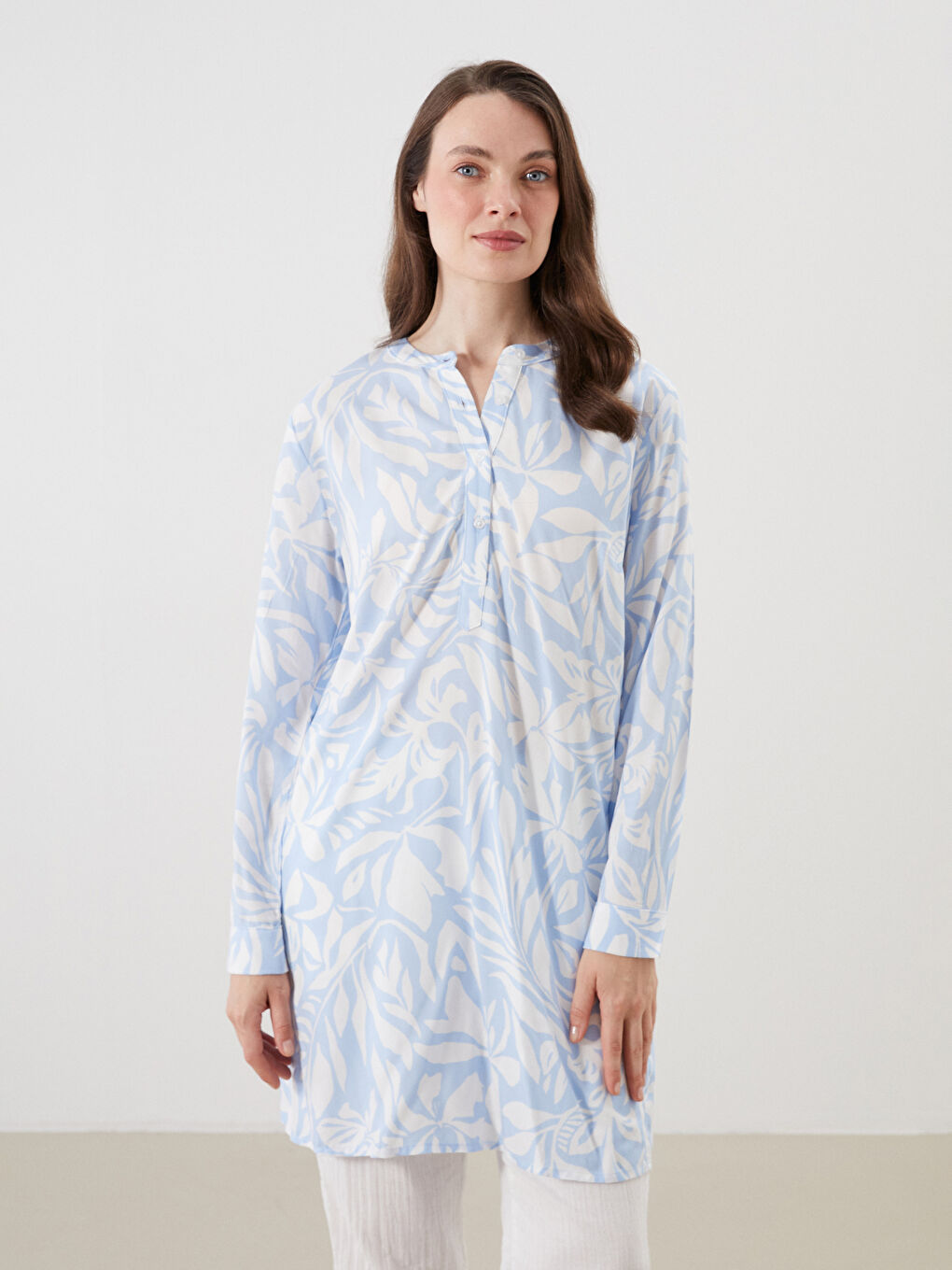 LCWAIKIKI Classic Grandad Collar Women's Shirt Tunic -S5DO92Z8-LQK