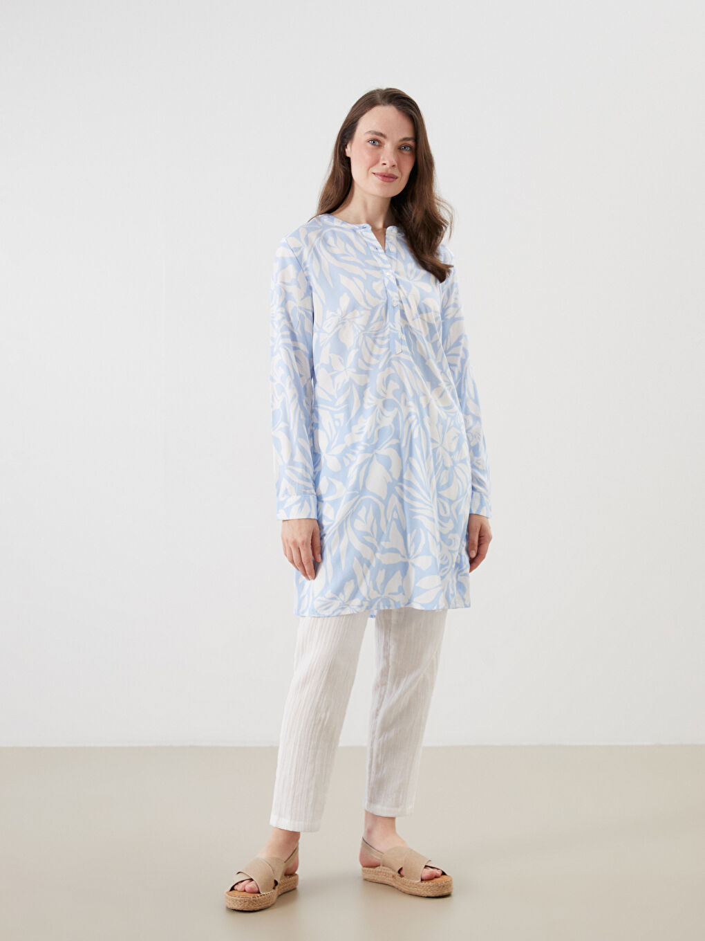 LCWAIKIKI Classic Grandad Collar Women's Shirt Tunic -S5DO92Z8-LQK