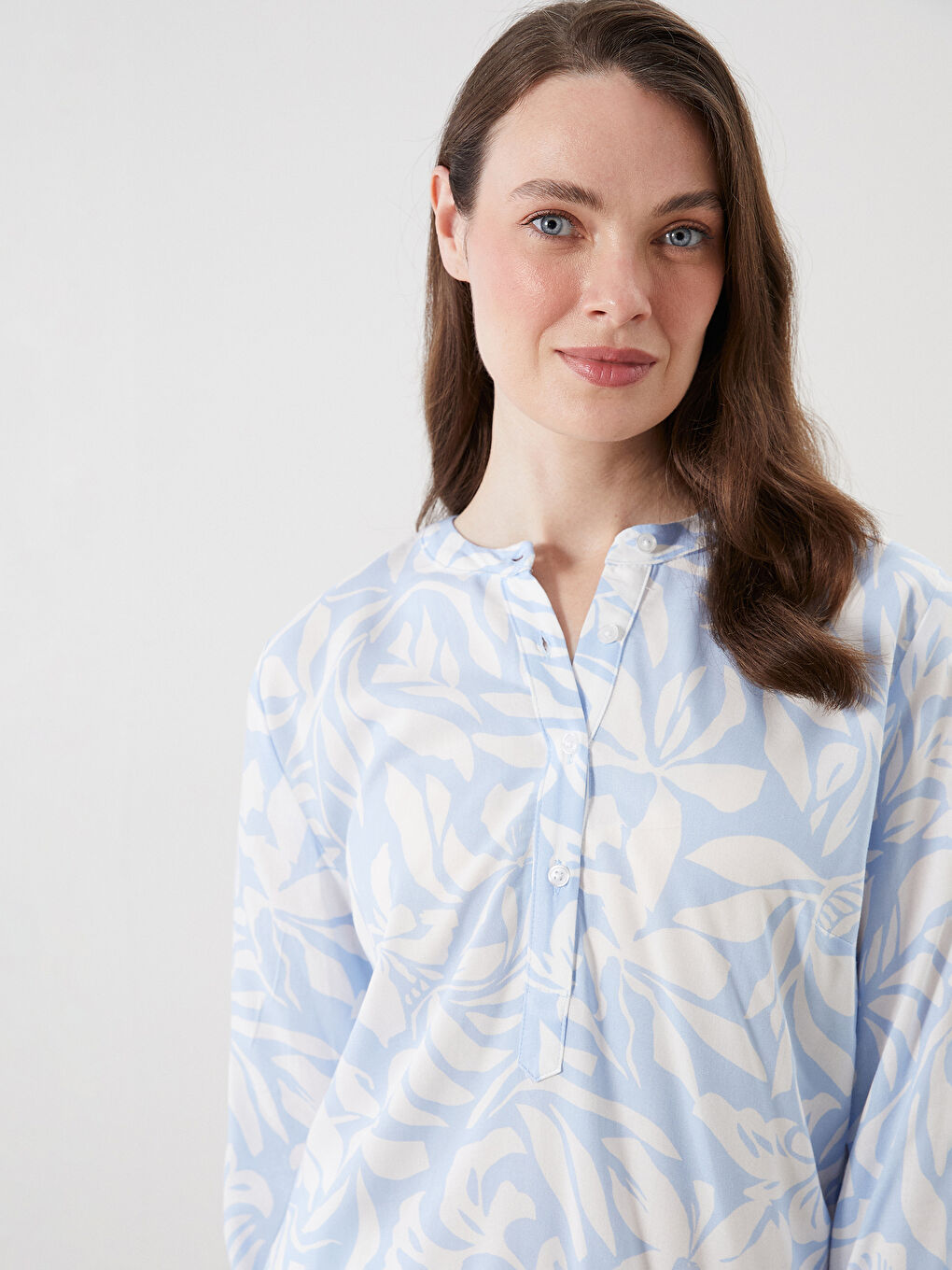 LCWAIKIKI Classic Grandad Collar Women's Shirt Tunic -S5DO92Z8-LQK