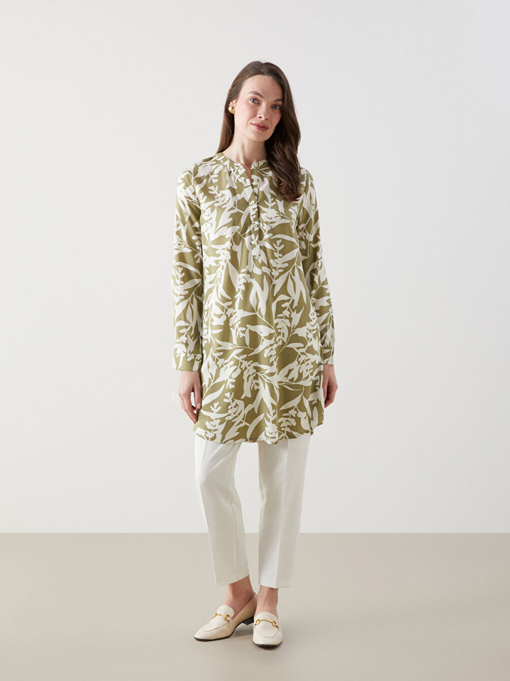 Grandad Collar Floral Women's Shirt Tunic -S5DO92Z8-LRR