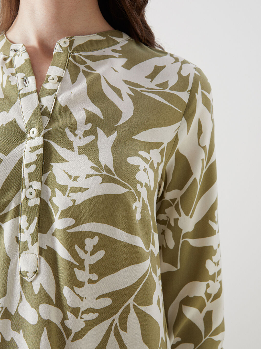 Grandad Collar Floral Women's Shirt Tunic -S5DO92Z8-LRR