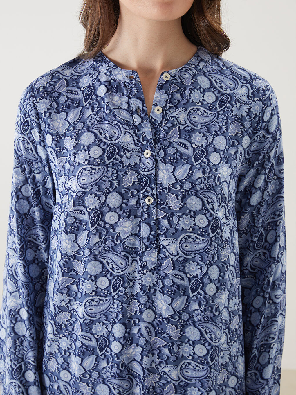 Grandad Collar Floral Women's Shirt Tunic -S5DO92Z8-LSJ