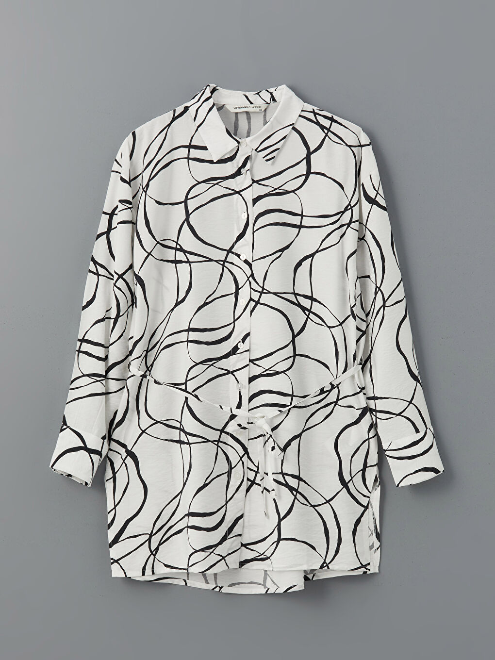 Tie Waist Detailed Patterned Women's Shirt Tunic -S5DP04Z8-LQJ