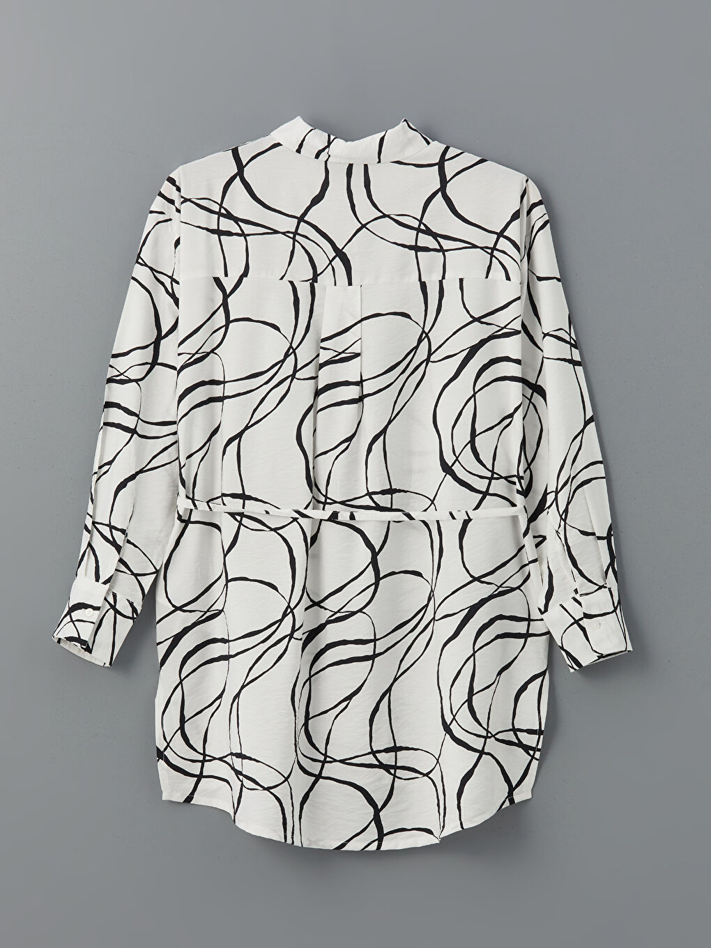 Tie Waist Detailed Patterned Women's Shirt Tunic -S5DP04Z8-LQJ