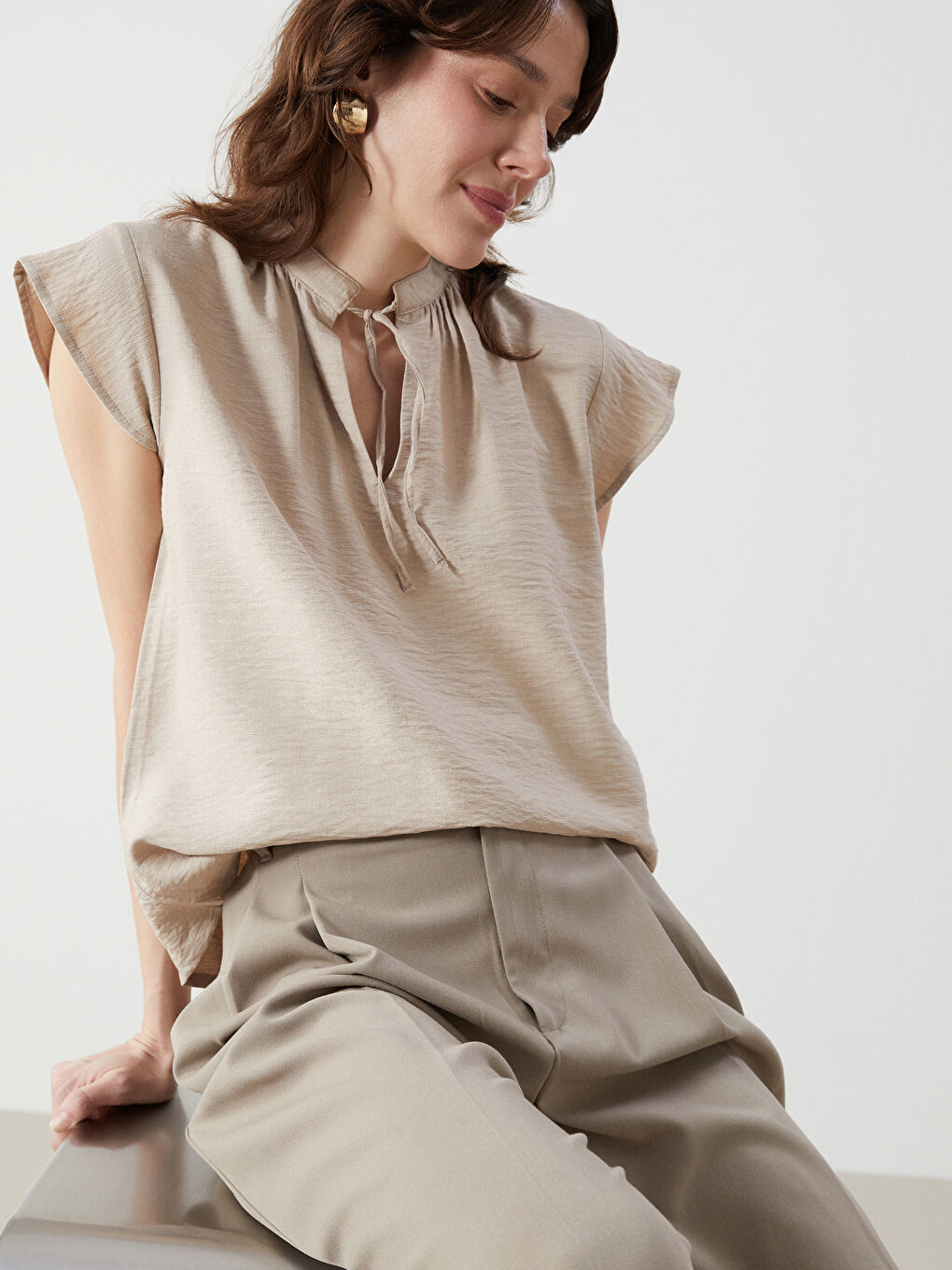 Tie Waist Detailed Patterned Women's Shirt Tunic -S5DP04Z8-LRA