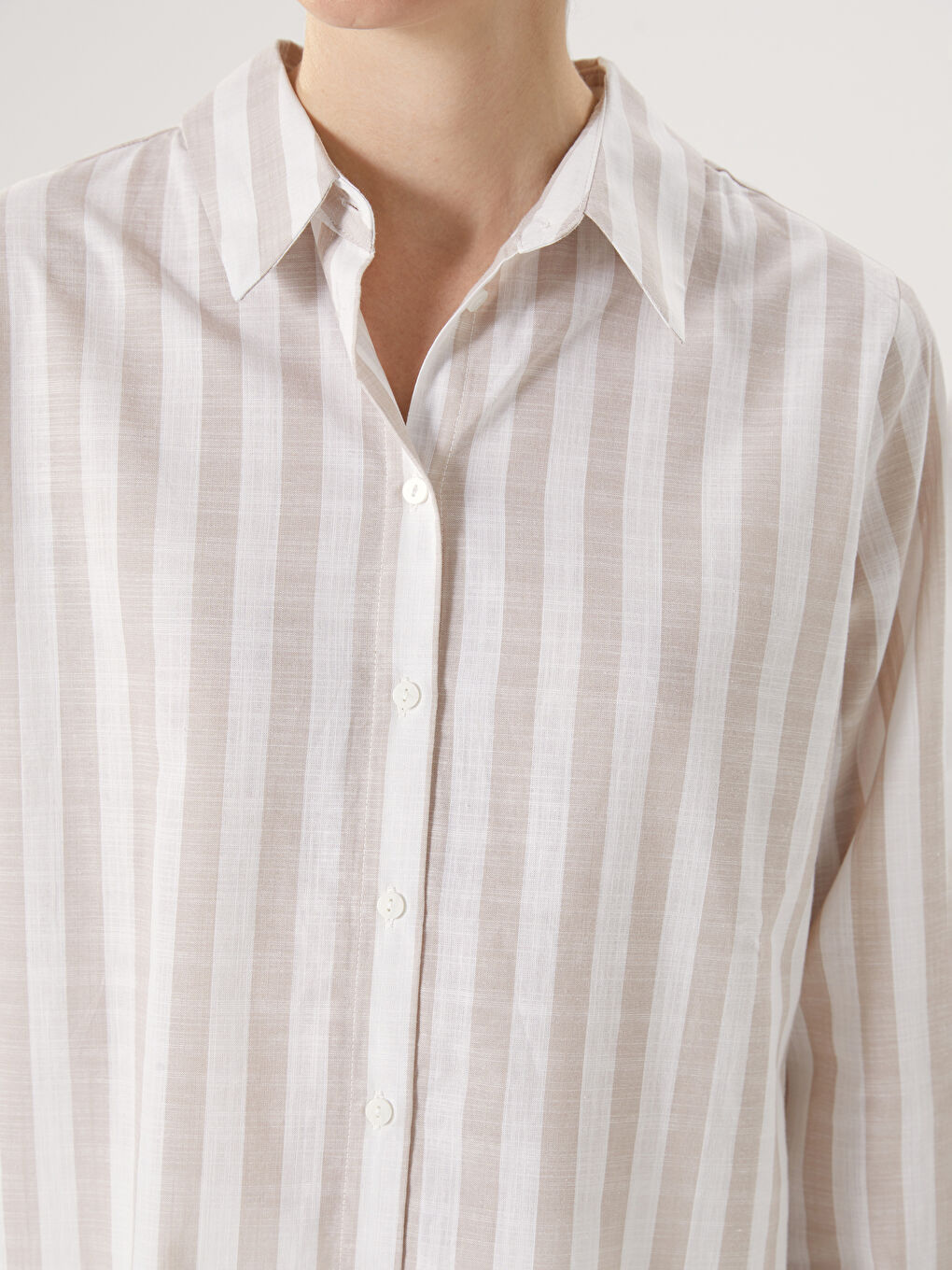 قميص تونيك مخطط بوبلين للسيدات-2