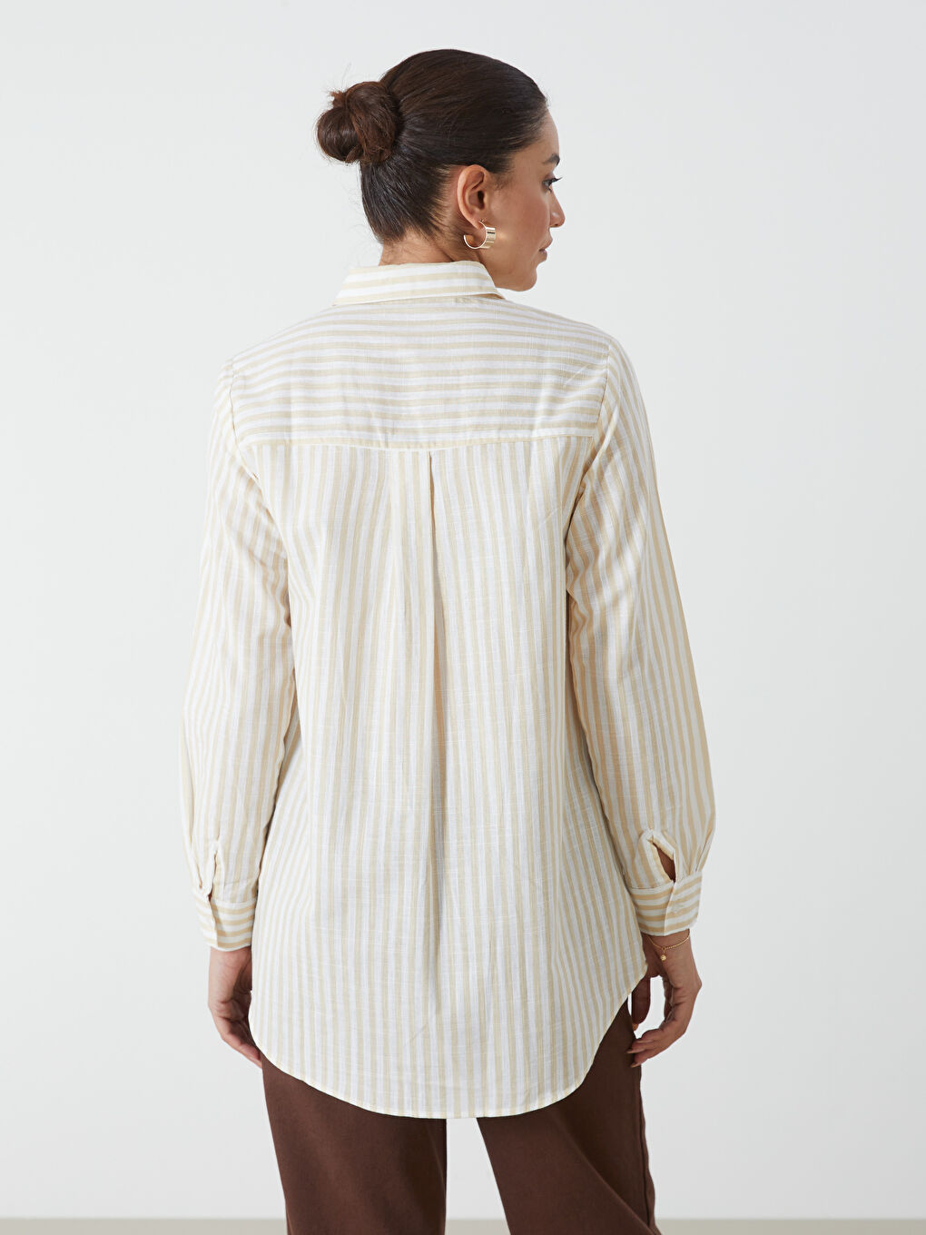 Striped Poplin Women's Shirt Tunic -S5DP08Z8-ELZ