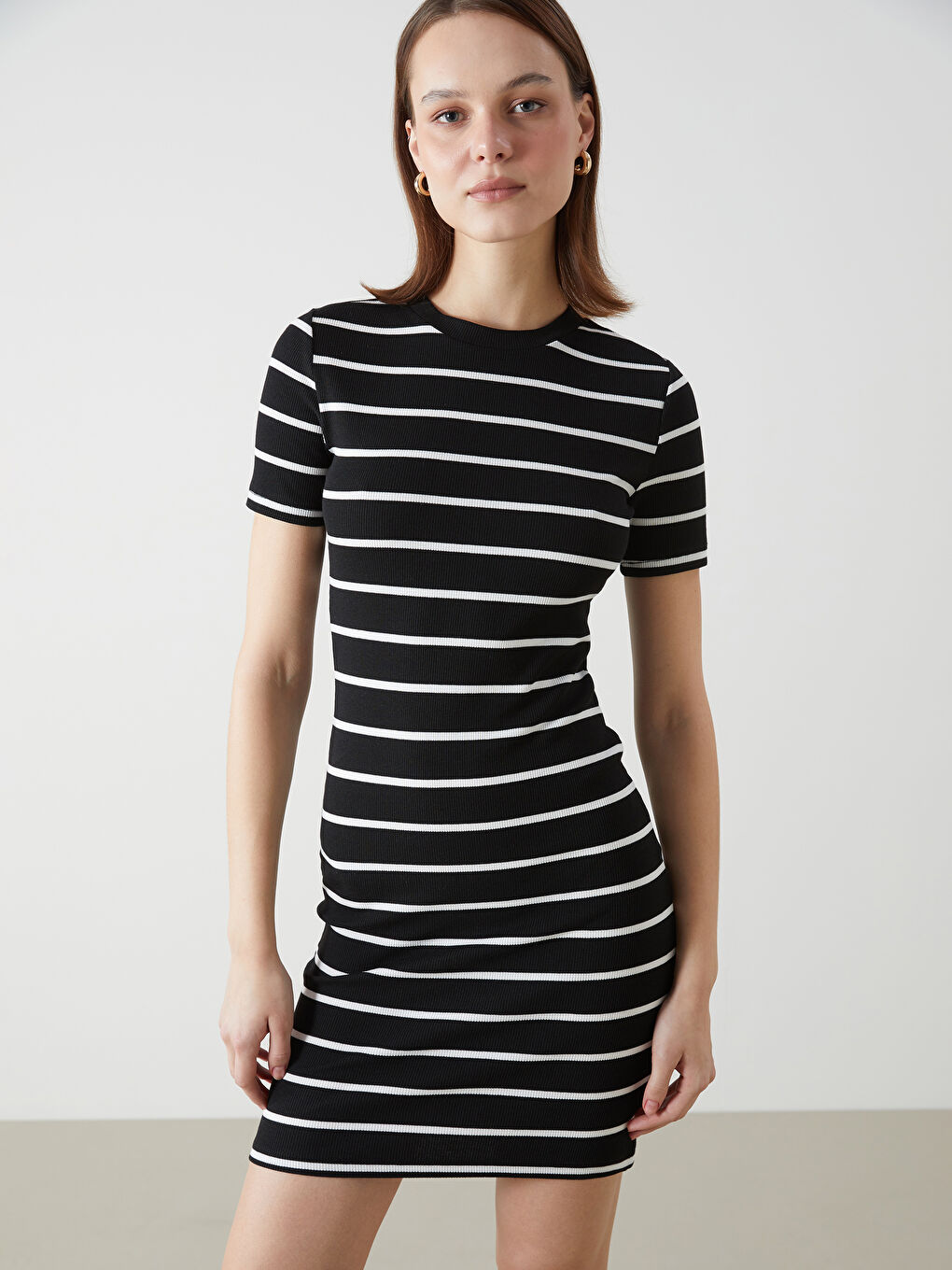LCW Vision Striped Crew Neck Women's Dress -S5DP34Z8-LEG