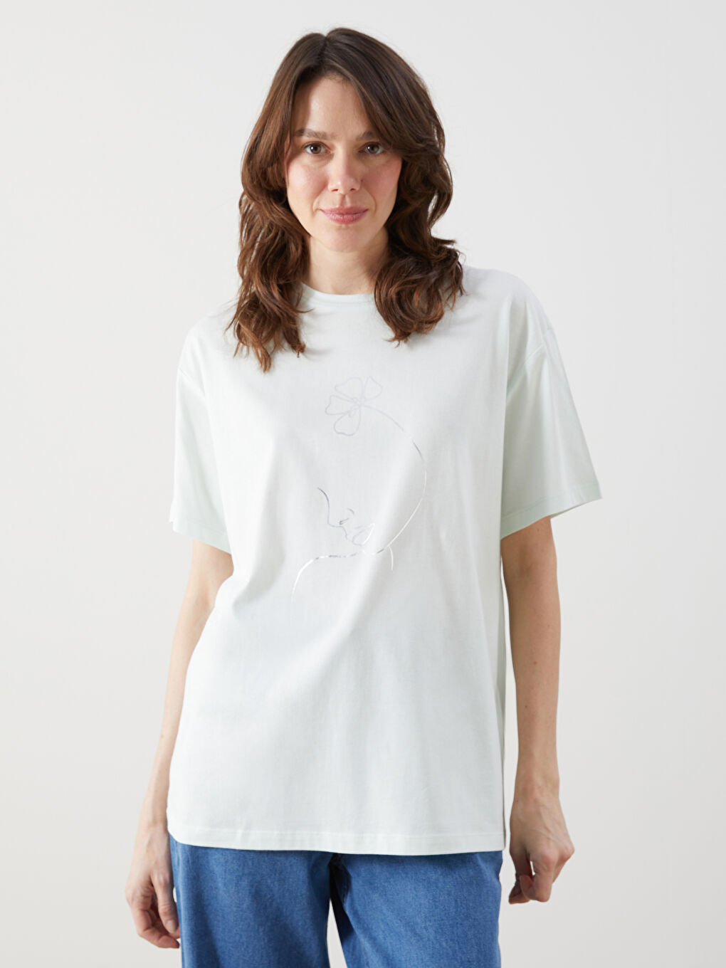 Crew Neck Printed Jersey Women's T-Shirt -S5DP37Z8-FQY