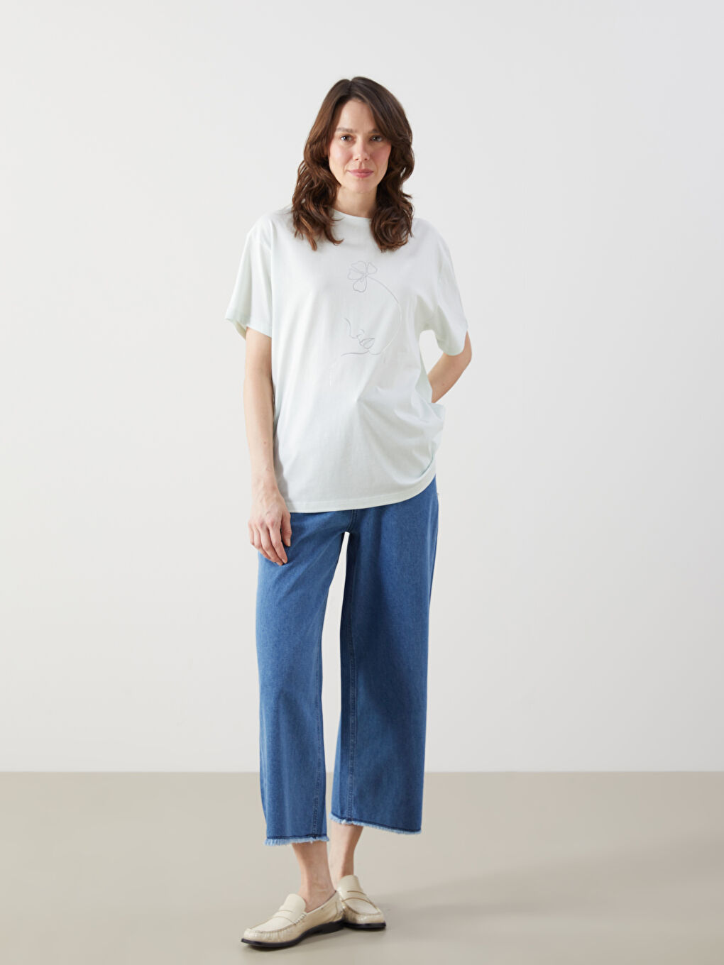 Crew Neck Printed Jersey Women's T-Shirt -S5DP37Z8-FQY