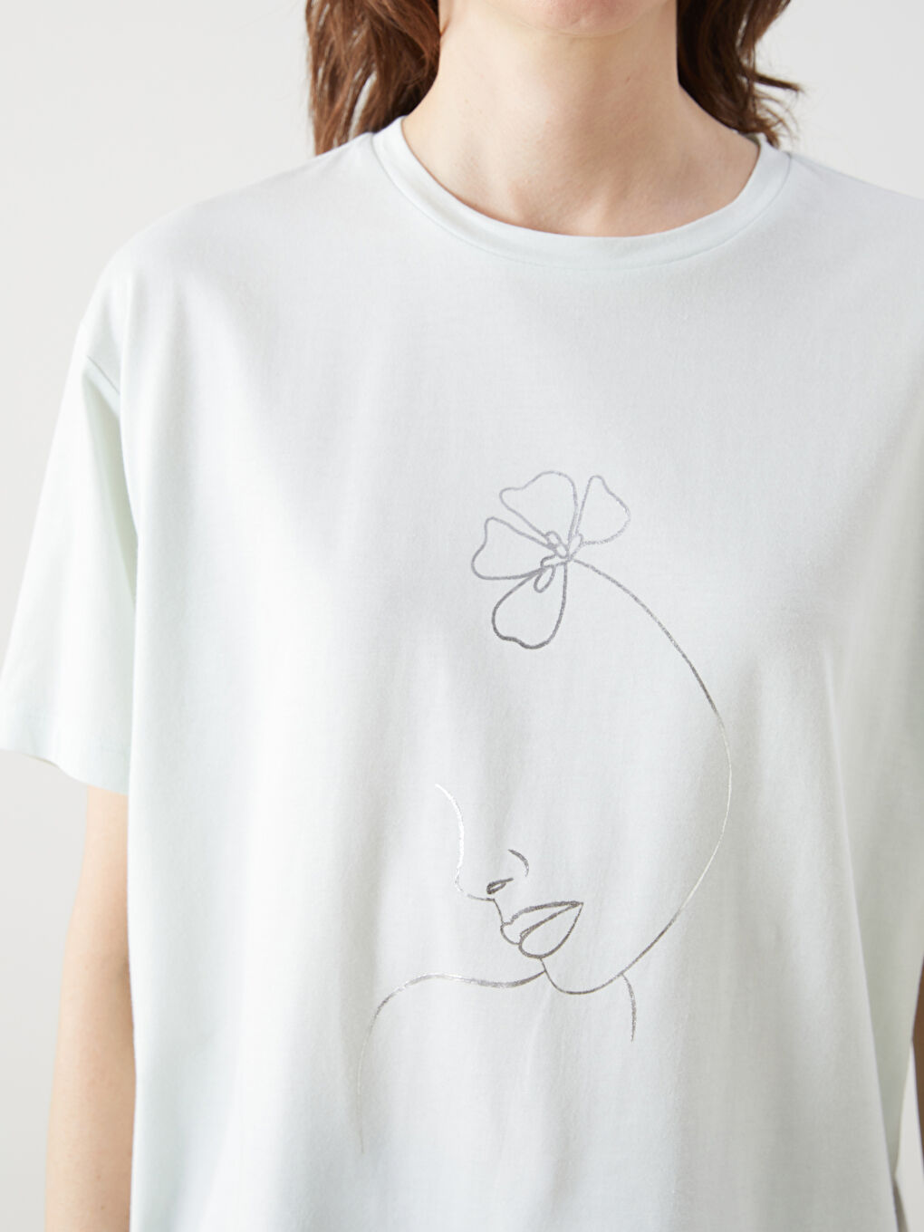 Crew Neck Printed Jersey Women's T-Shirt -S5DP37Z8-FQY