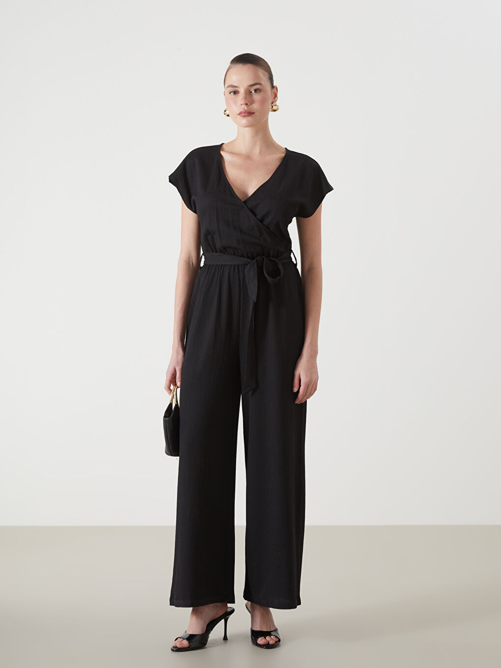 Double Breasted Textured Women's Jumpsuit -S5DP42Z8-CVL