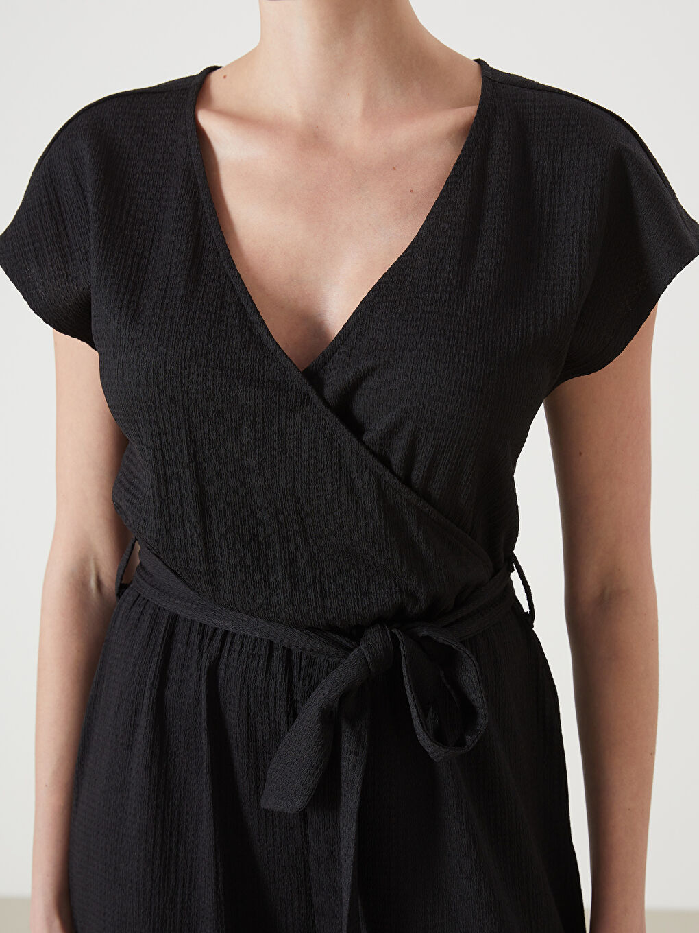 Double Breasted Textured Women's Jumpsuit -S5DP42Z8-CVL
