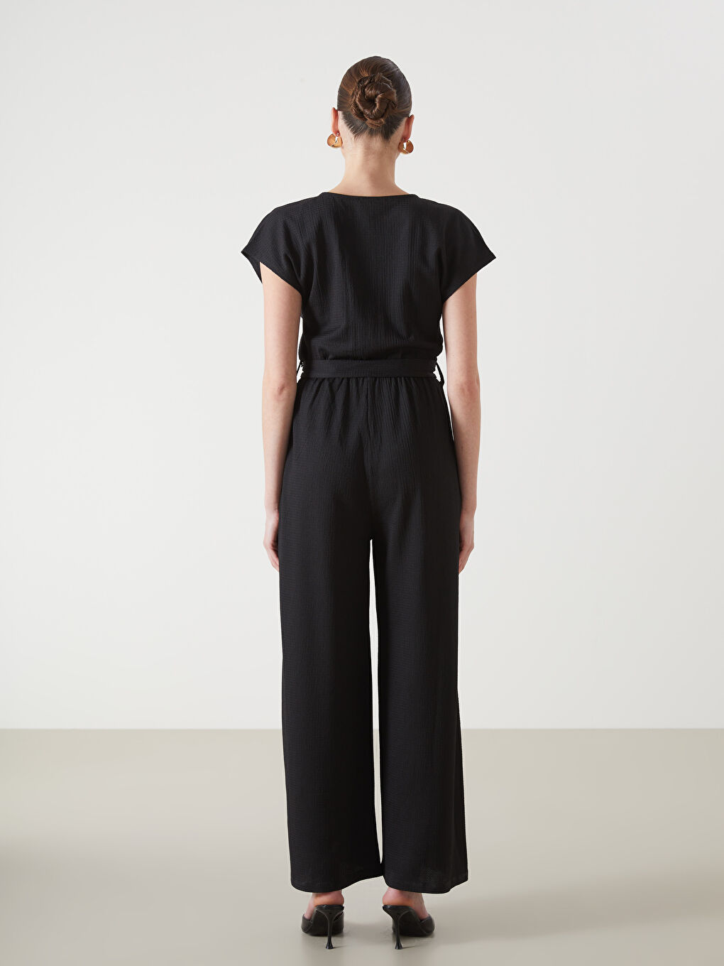 Double Breasted Textured Women's Jumpsuit -S5DP42Z8-CVL