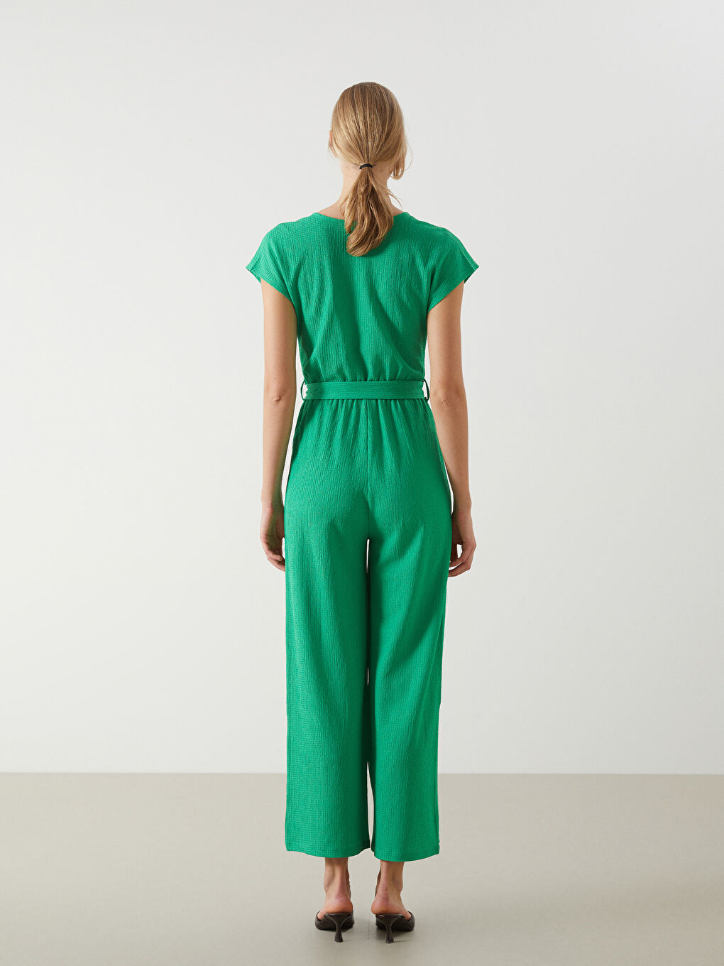 Double Breasted Textured Women's Jumpsuit -S5DP43Z8-GE6