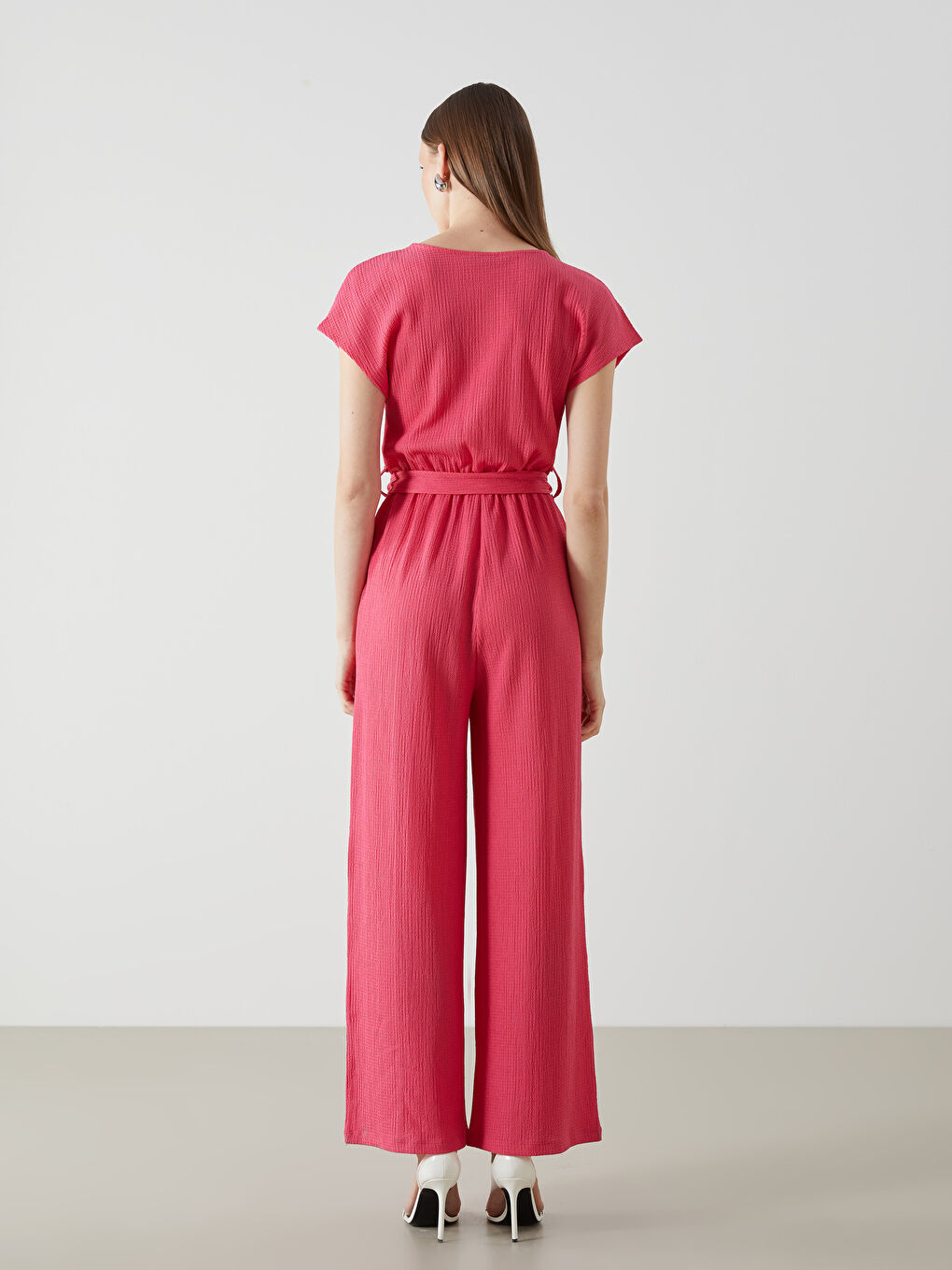 Double Breasted Textured Women's Jumpsuit -S5DP43Z8-H5A