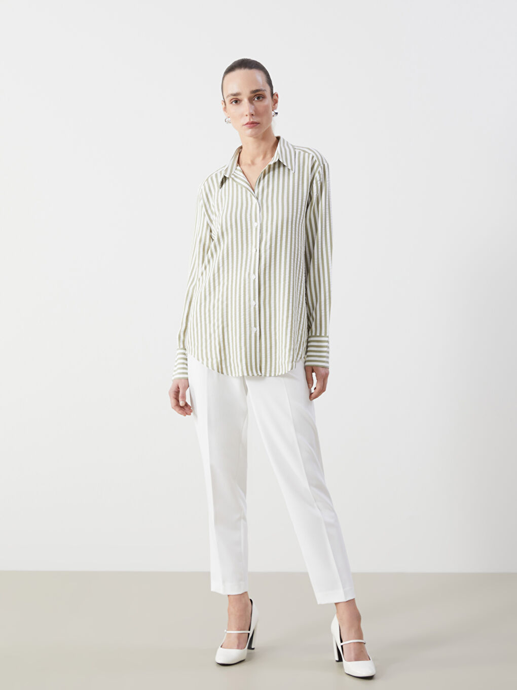 Loose Fit Striped Women's Shirt -S5DP61Z8-LFT