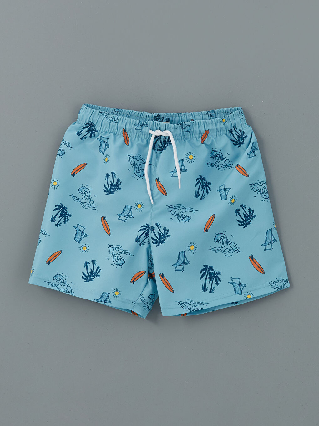 Turkuaz Desenli Erkek Çocuk Deniz Şortu