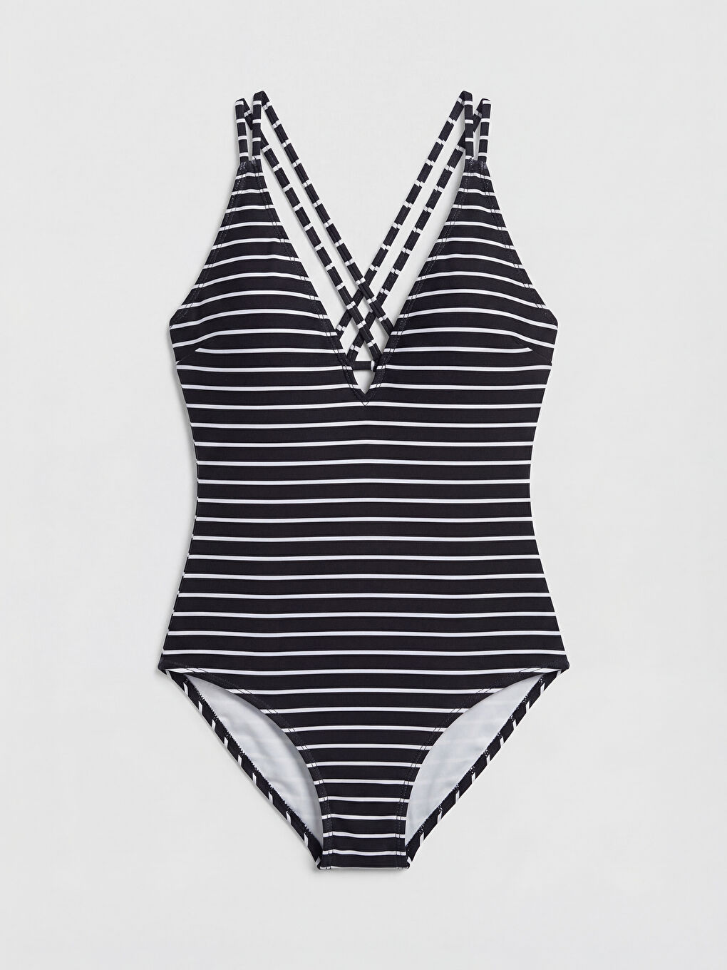 Siyah Çizgili Çıkarılabilir Pedli Kadın Mayo