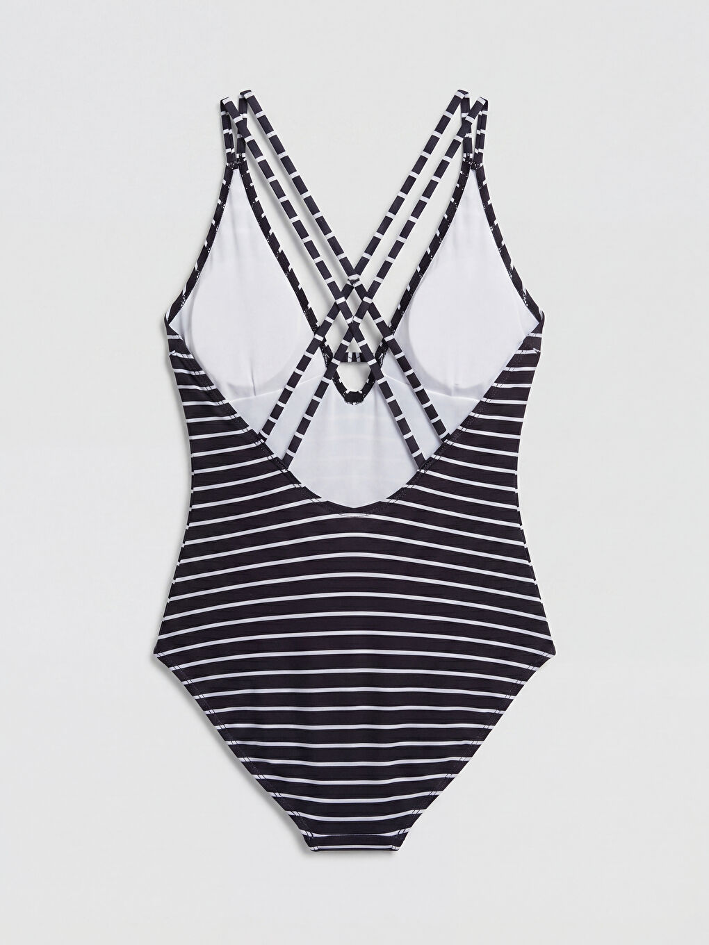 Siyah Çizgili Çıkarılabilir Pedli Kadın Mayo-1