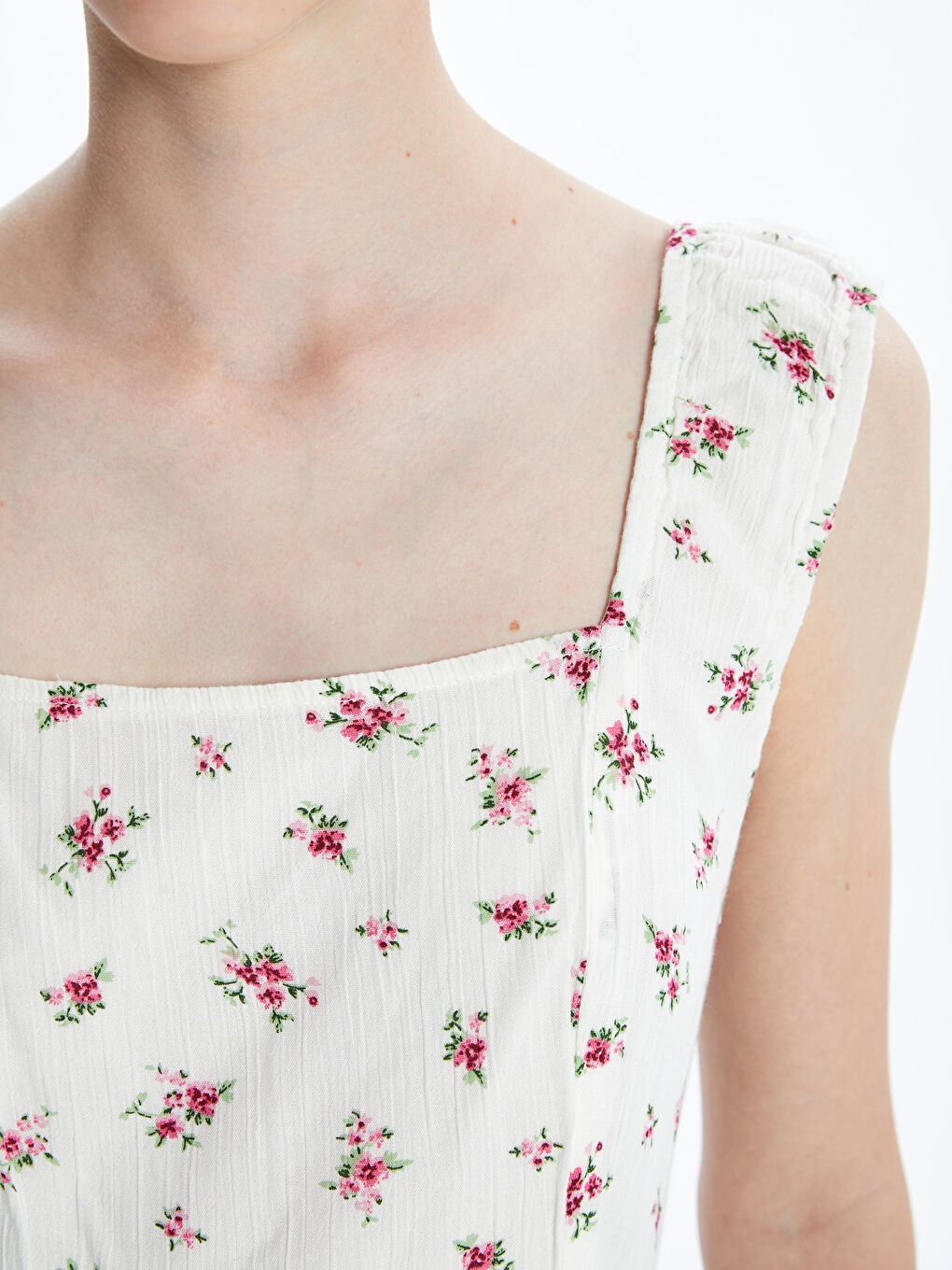 Square Collar Floral Women's Dress -S5DP90Z8-J1F