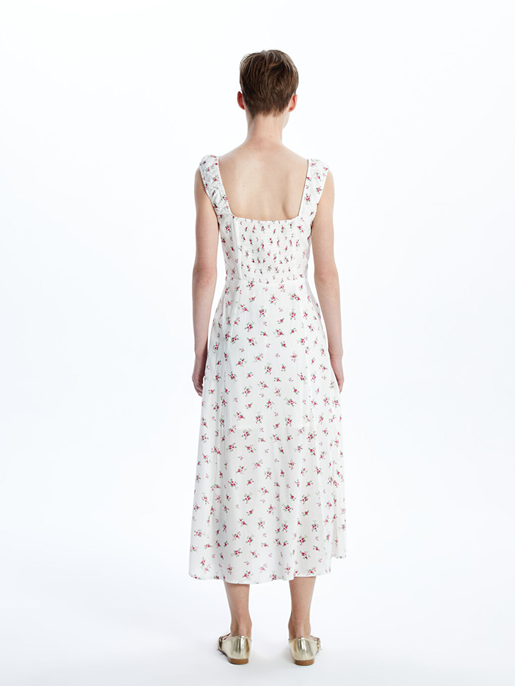 Square Collar Floral Women's Dress -S5DP90Z8-J1F
