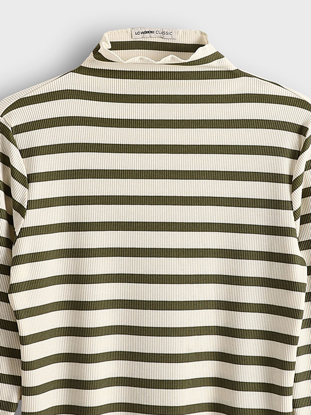 Funnel Neck Striped Long Sleeve Women's Body -S5DQ05Z8-LGE