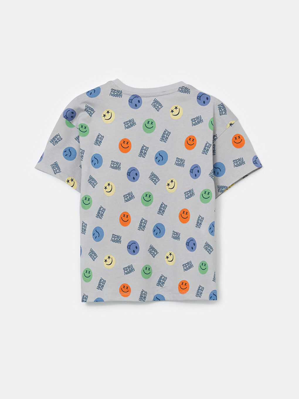 Gri Bisiklet Yaka Baskılı Erkek Çocuk Pijama Üst-1