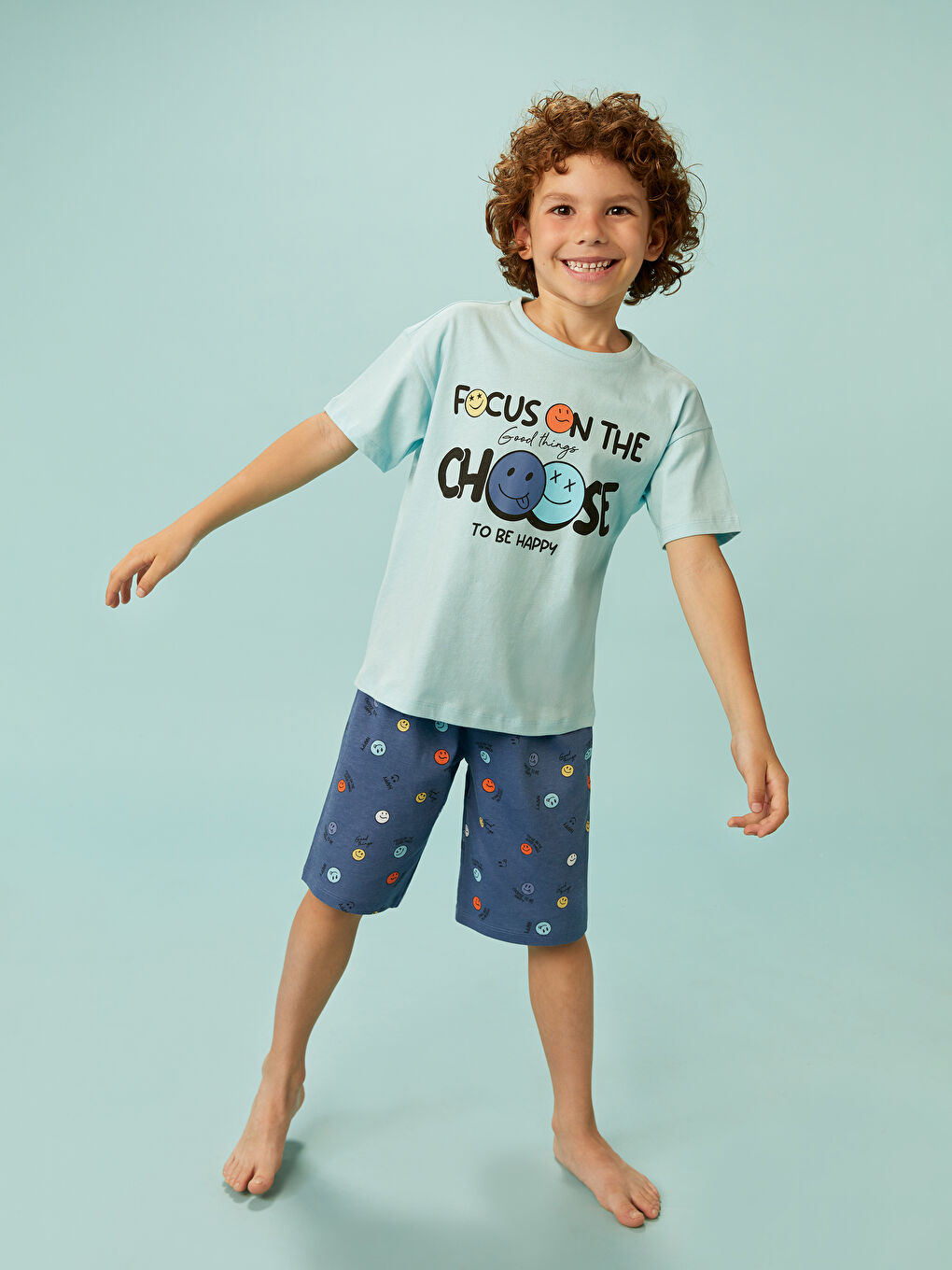 Crew Neck Printed Boys' Shorts Pyjamas Set -S5DQ56Z1-QWX