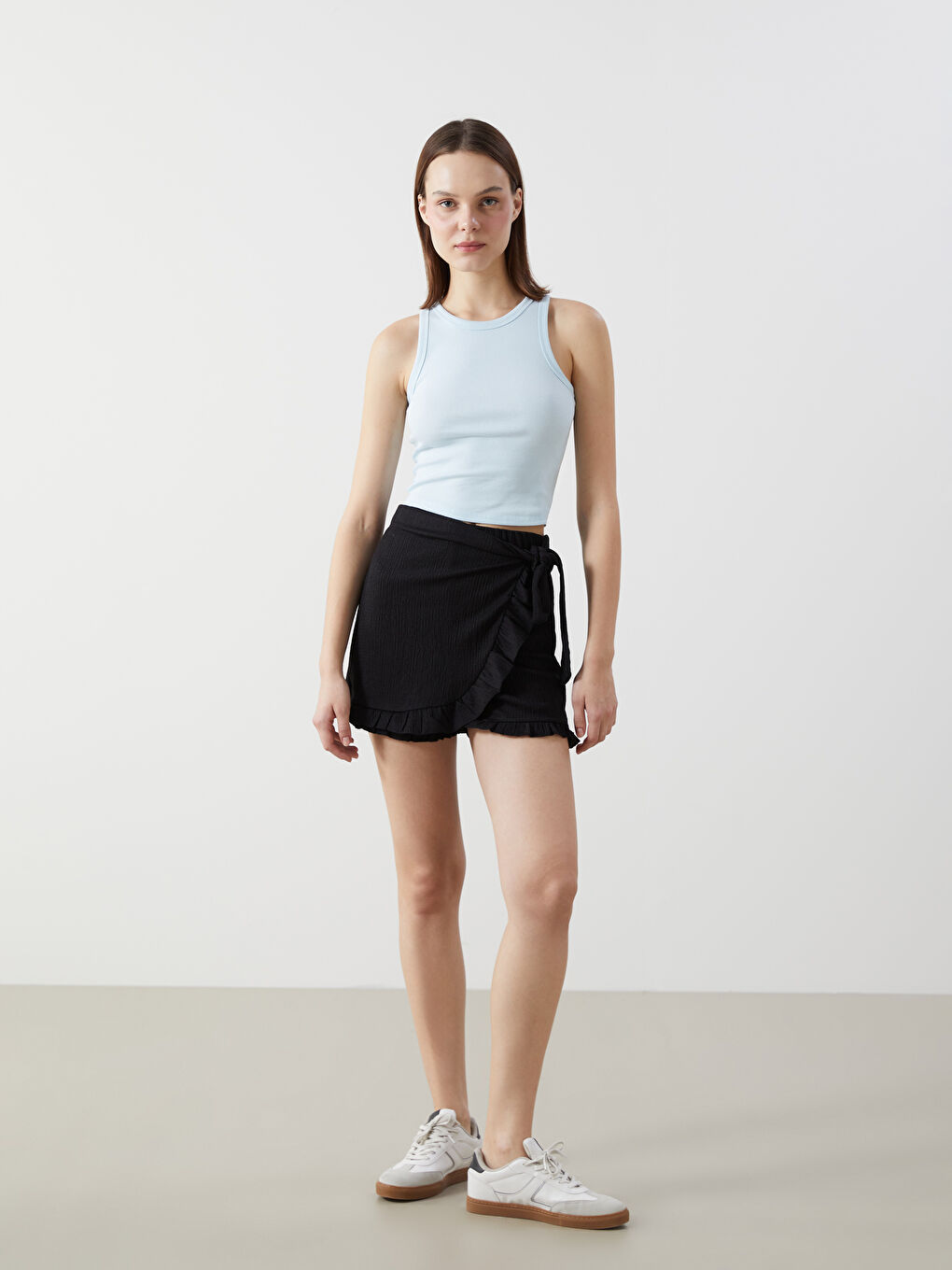 Elastic Waist Textured Skort -S5DQ76Z8-CVL