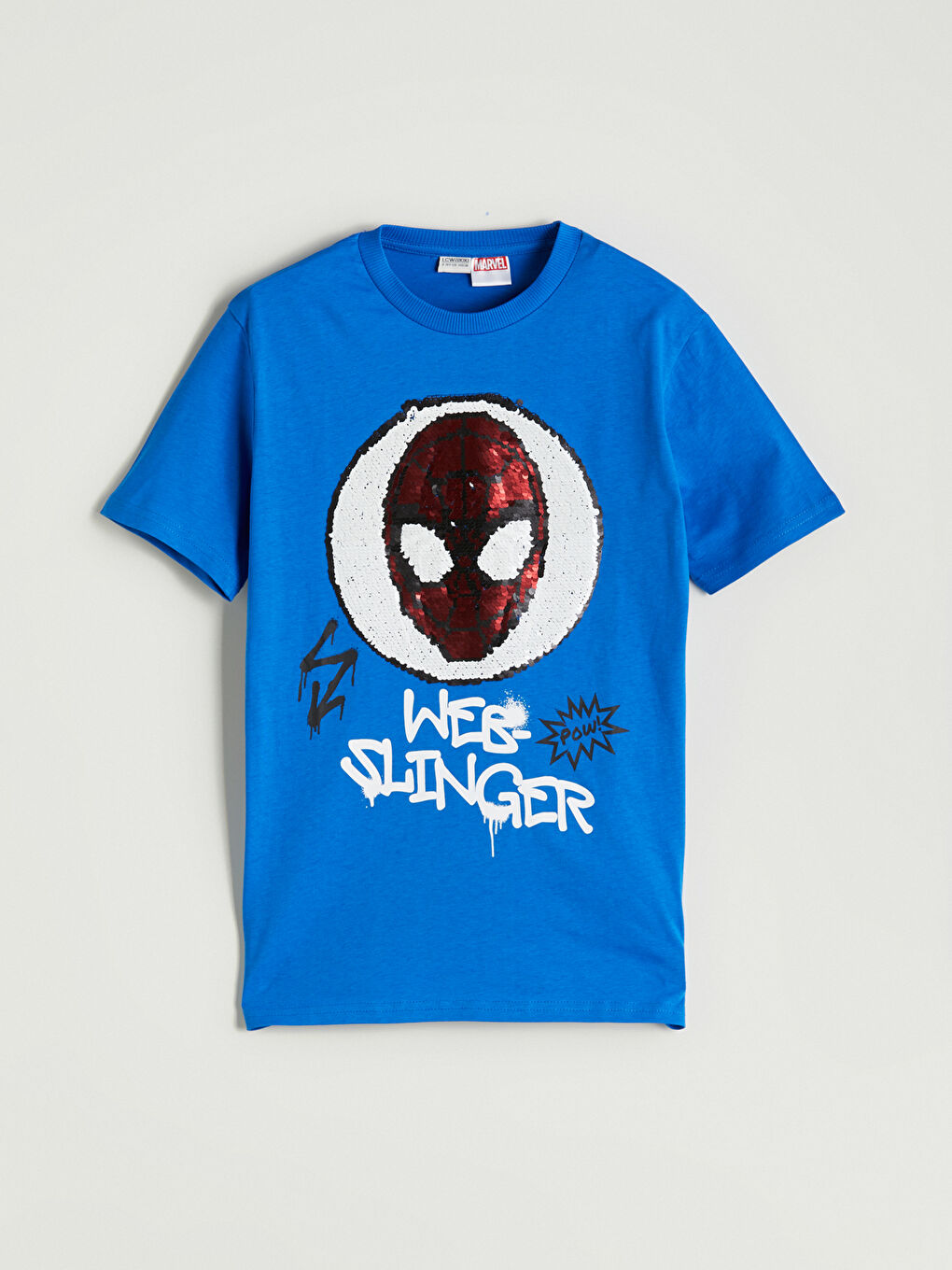 Crew Neck Spider-Man Printed Double-Sided Sequined Boys' T-Shirt -S5DQ97Z4-HGU