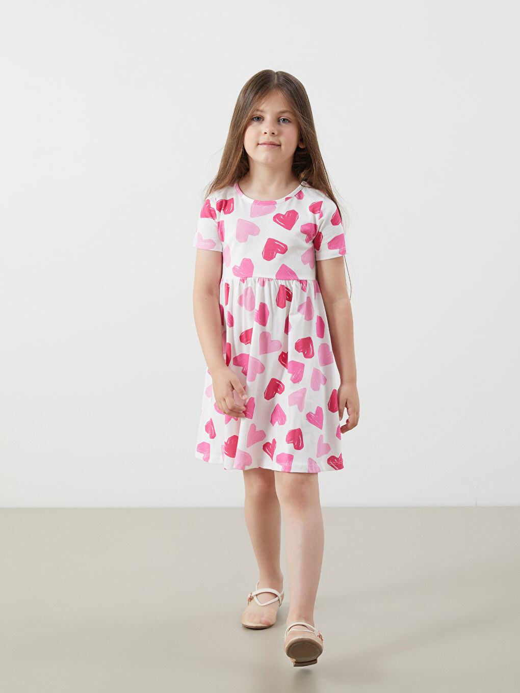 Crew Neck Printed Girls' Jersey Dress -S5DR20Z1-LRA
