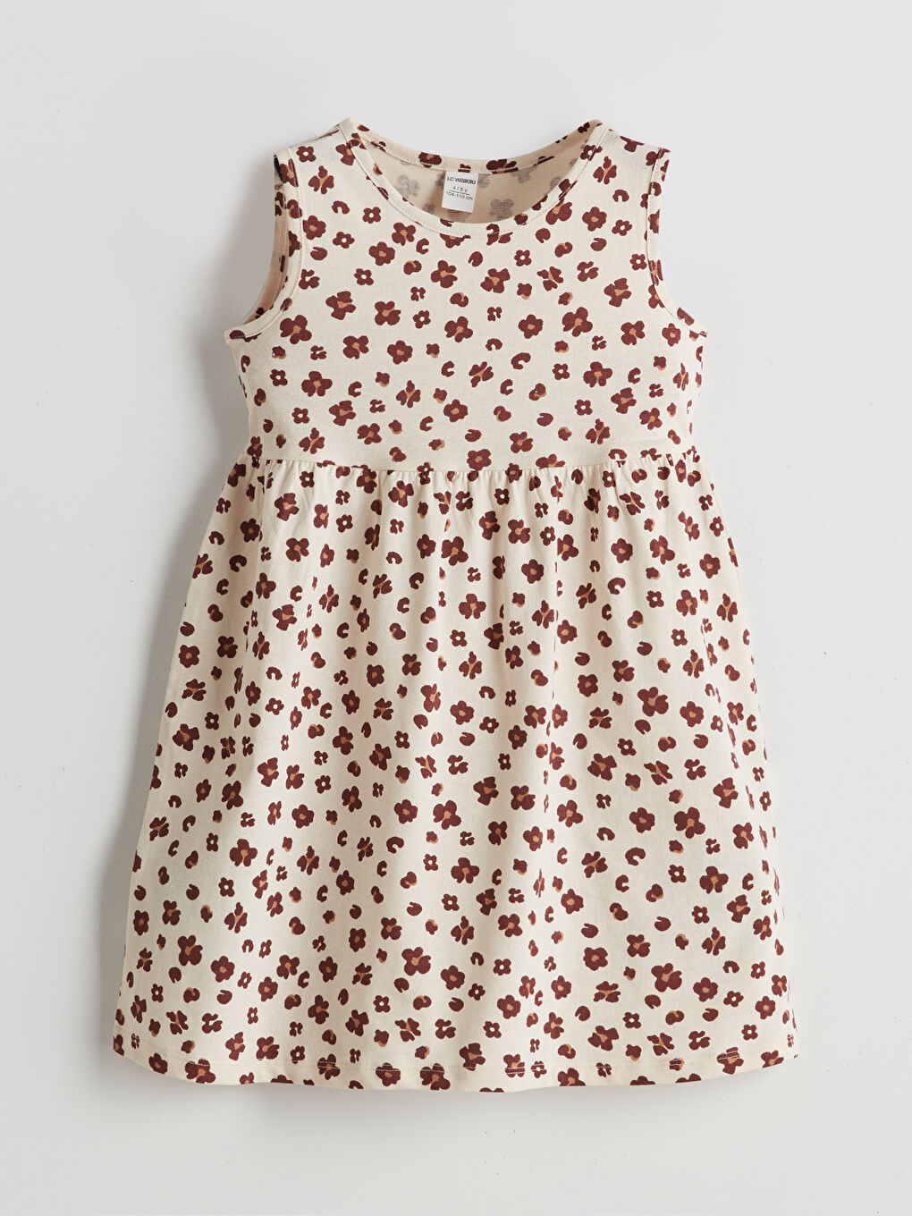 Crew Neck Floral Girls' Jersey Dress -S5DR21Z1-LQB
