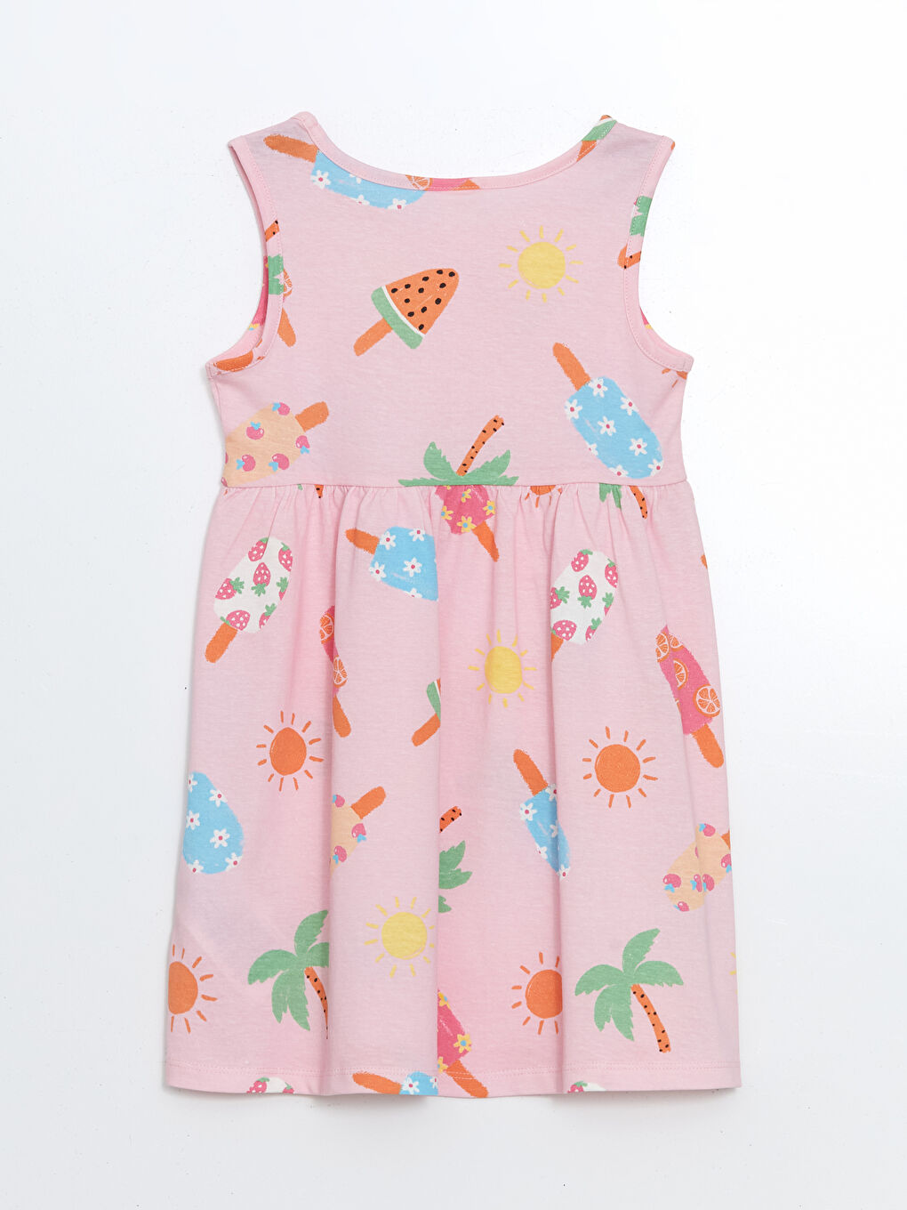 Crew Neck Printed Girl’S Cotton Dress -S5DR21Z1-LT4