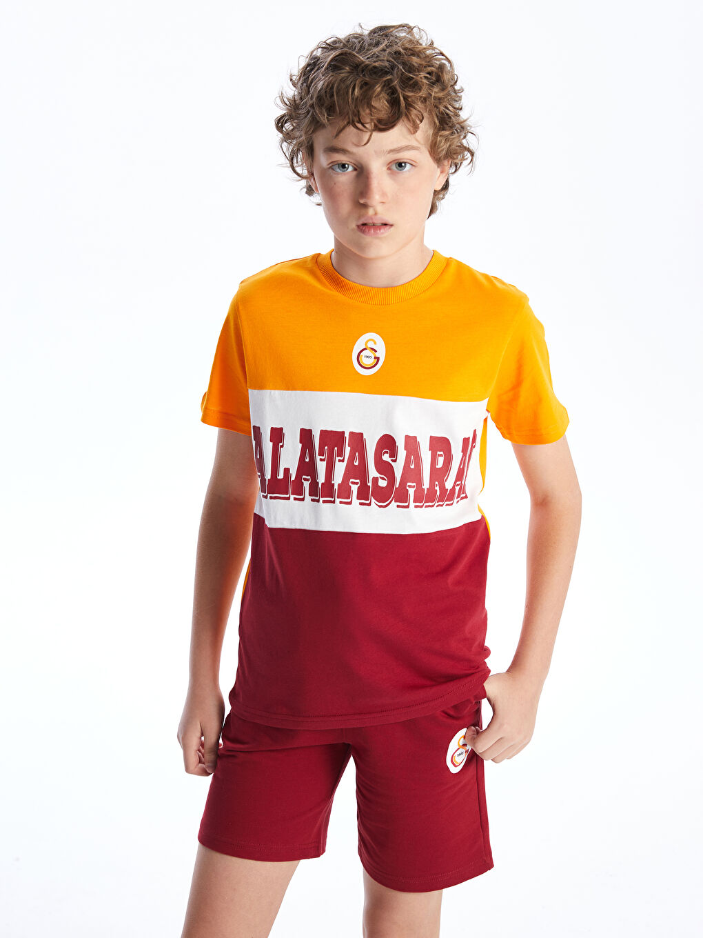 Crew Neck Galatasaray Printed Boy'S T-Shirt -S5DR22Z4-J5P