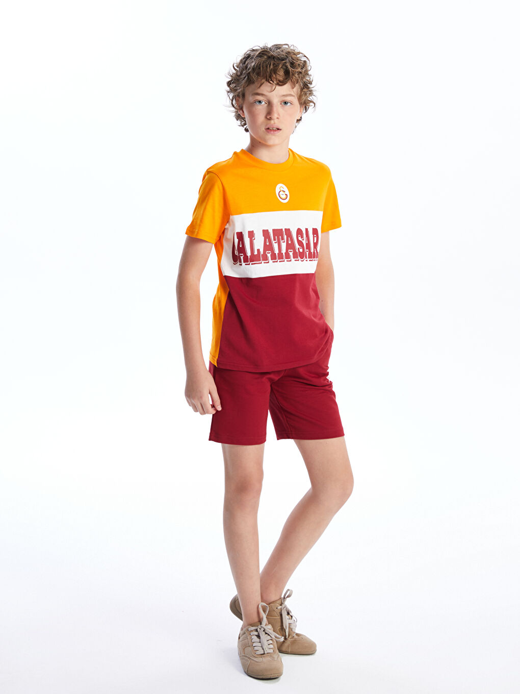 Crew Neck Galatasaray Printed Boy'S T-Shirt -S5DR22Z4-J5P